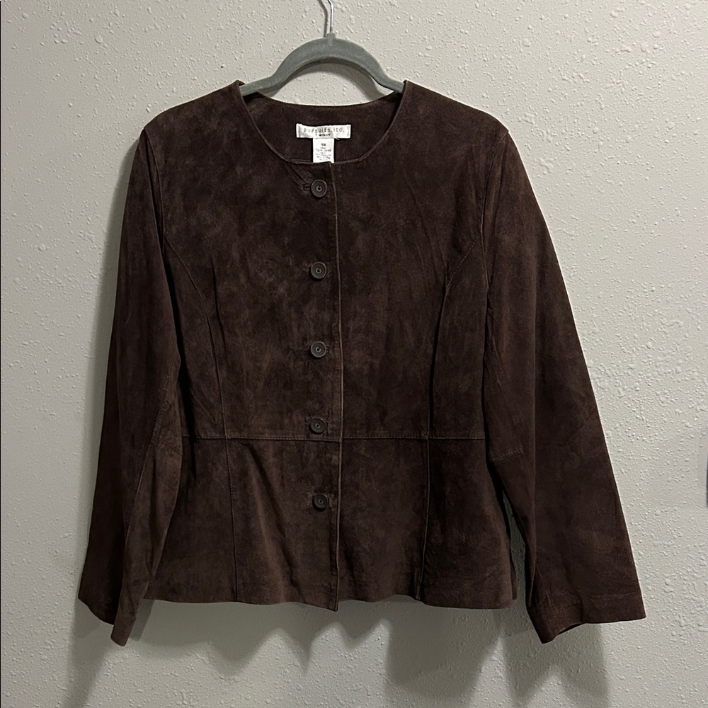 Vintage Pursuits‎ Ltd Suede Leather Jacket Brown 16W